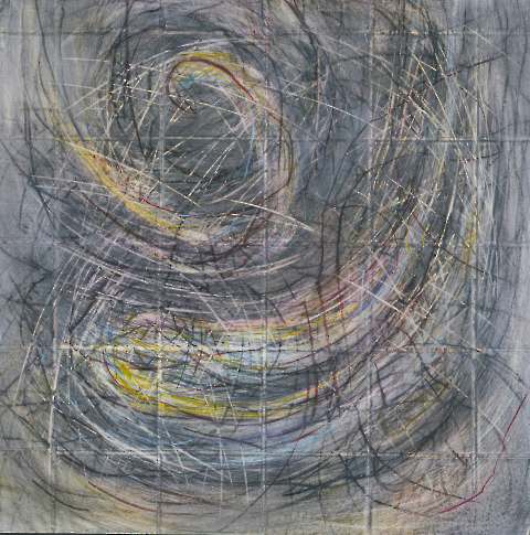 39 Ohne Titel, 1987, Buntstift, Ölpastell, Graphit auf Papier, 78 x 78 cm